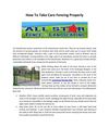 How To Take Care Fencing Properly