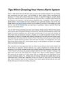 Tips When Choosing Your Home Alarm System