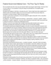 Federal Government Medical Care _ The Price Tag On Reality