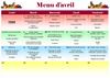 Menus du mois d'Avril 2013