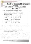 Vacances 2012-2013 Secteur jeunes