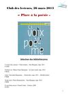 Place à la poésie
