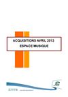 Nouveautés espace musique avril 2013