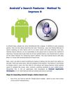 Android’s Search Features - Method To Improve It