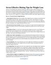 Seven Effective Dieting Tips for Weight Loss