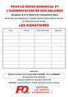 PETITION POUR LE REPOS DOMINICAL ET L’AUGMENTATION DE NOS SALAIRES