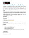 Citric Acid Market in China