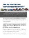 Why Buy Used Cars From Sacramento Car Dealerships?