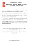 SOLIDARITE AVEC LES TRAVAILLEURS DE CATERPILLAR GOSSELIES