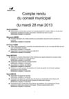 28 mai 2013: compte-rendu du conseil municipal