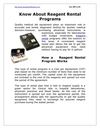 Know About Reagent Rental Programs